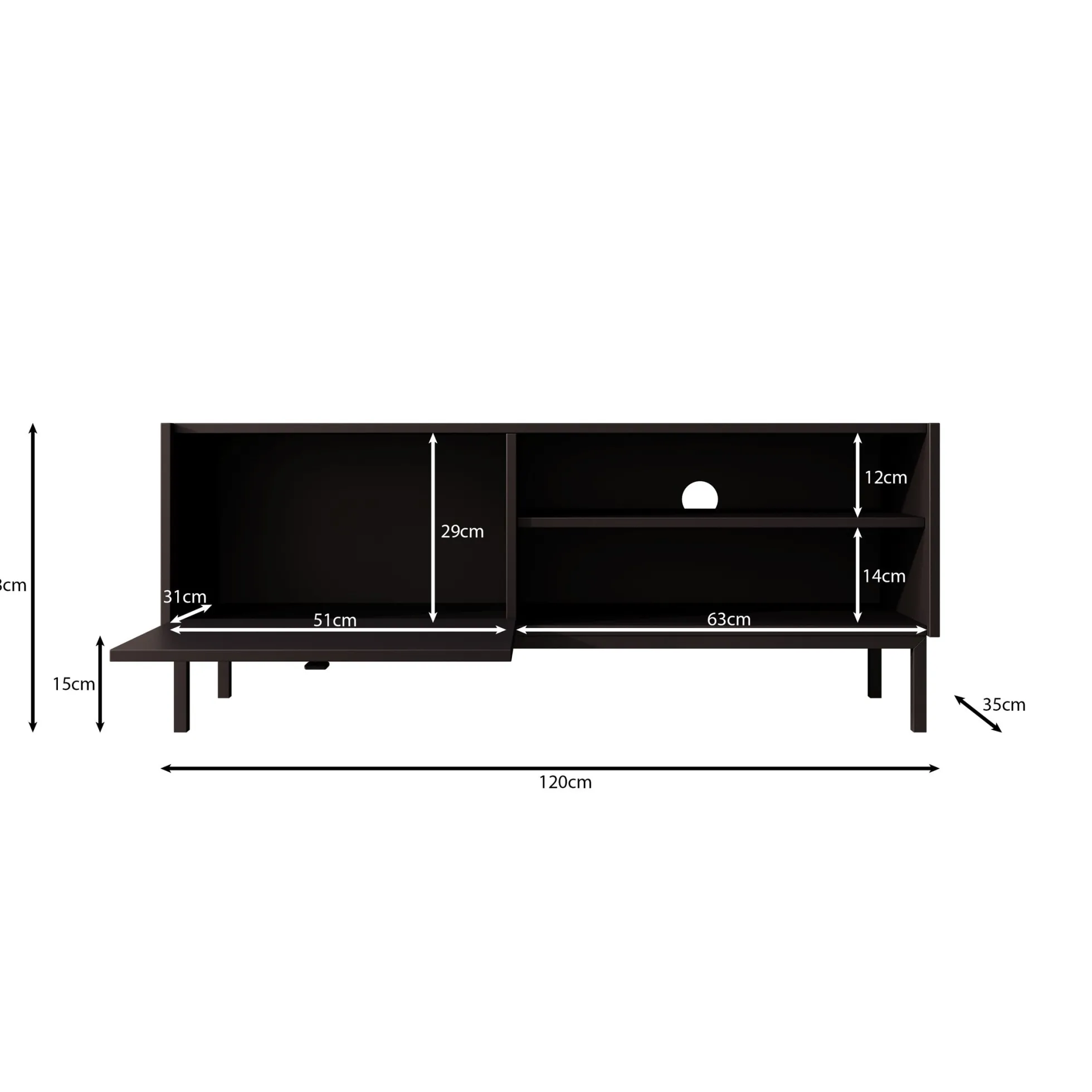 Norment - TV-Meubel - Zwart - 120x32x48 cm