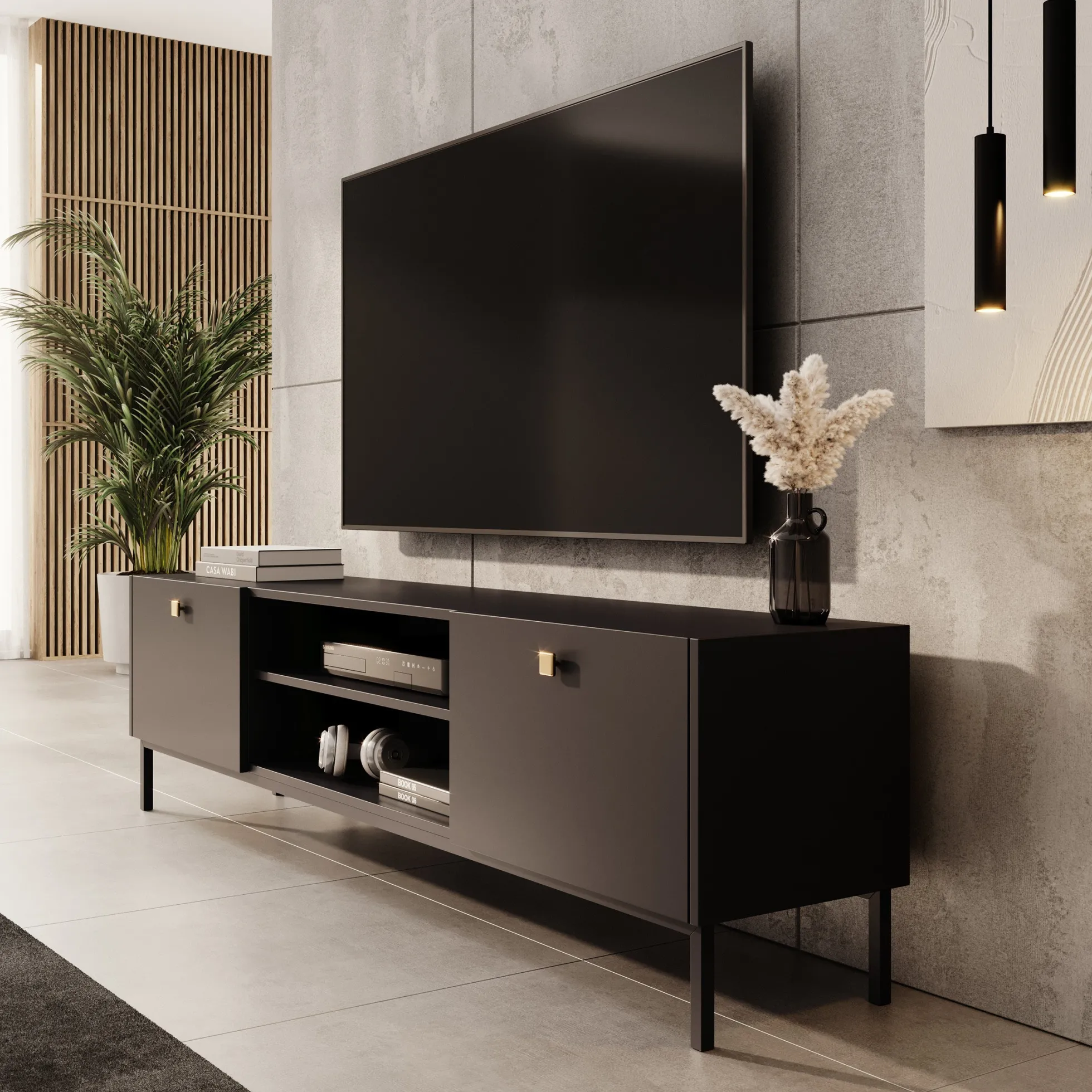 Norment - TV-Meubel - Zwart - 180x32x48 cm