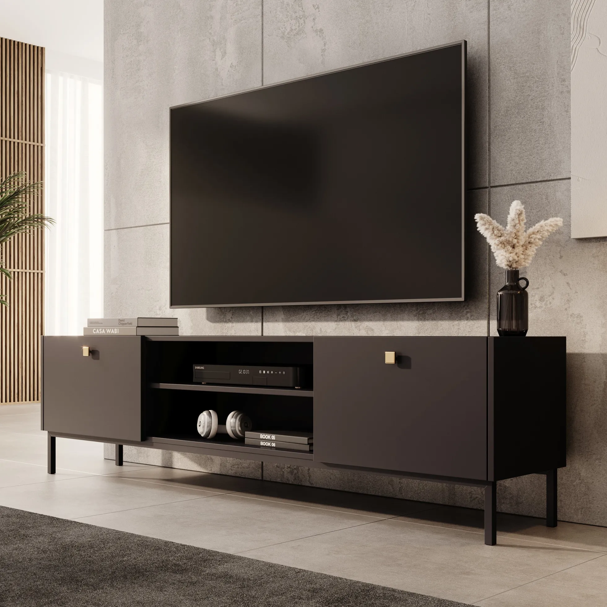 Norment - TV-Meubel - Zwart - 180x32x48 cm