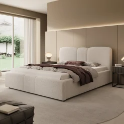 Northwell - Tweepersoonsbed met opbergruimte - Teddystof beige - 160x2