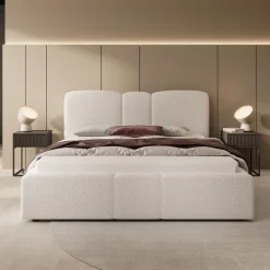 Northwell - Tweepersoonsbed met opbergruimte - Teddystof beige - 160x2