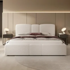 Northwell - Tweepersoonsbed met opbergruimte - Teddystof beige - 180x2