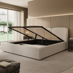 Northwell - Tweepersoonsbed met opbergruimte - Teddystof beige - 180x2