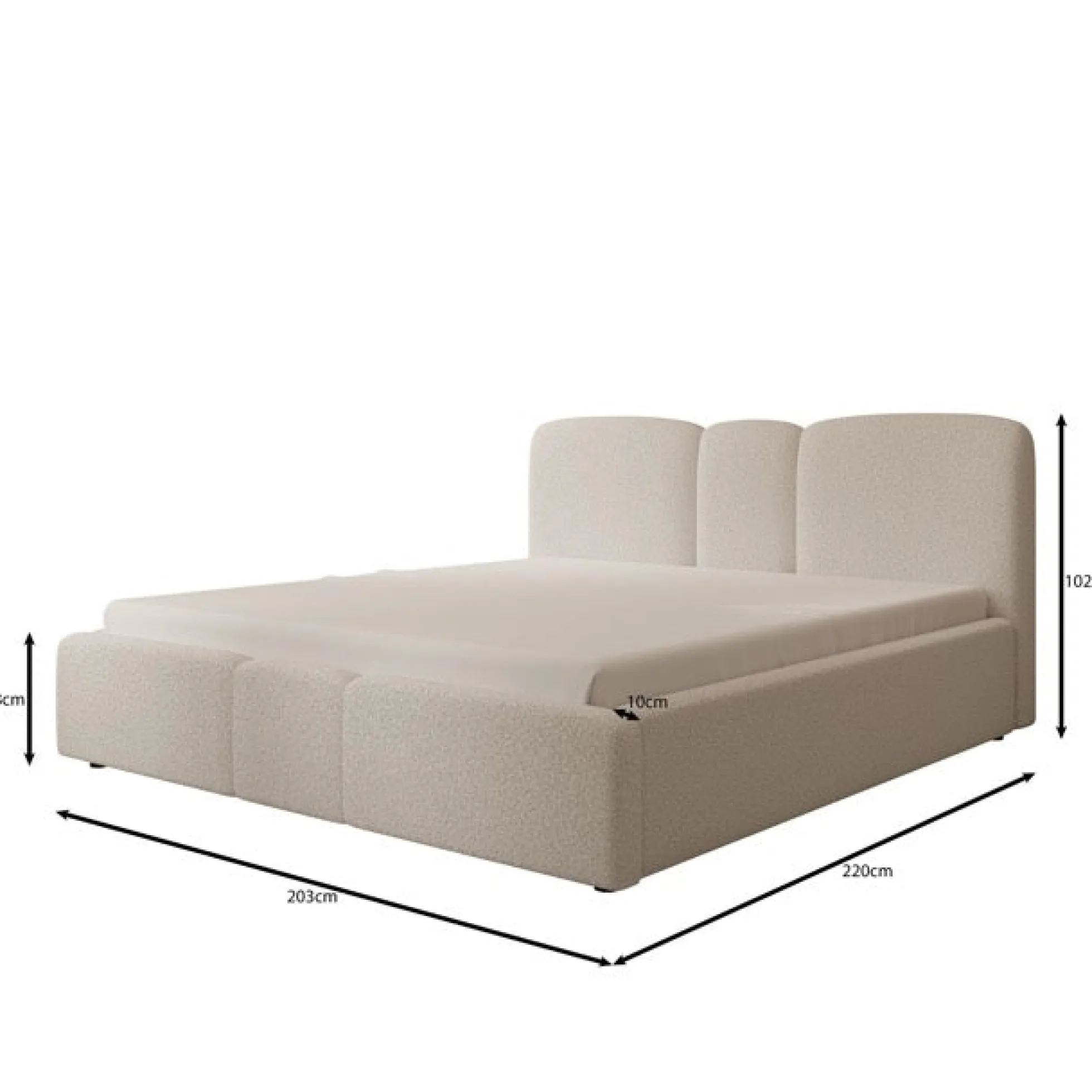 Northwell - Tweepersoonsbed met opbergruimte - Teddystof beige - 180x2