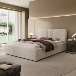 Northwell - Tweepersoonsbed met opbergruimte - Teddystof beige - 140x2