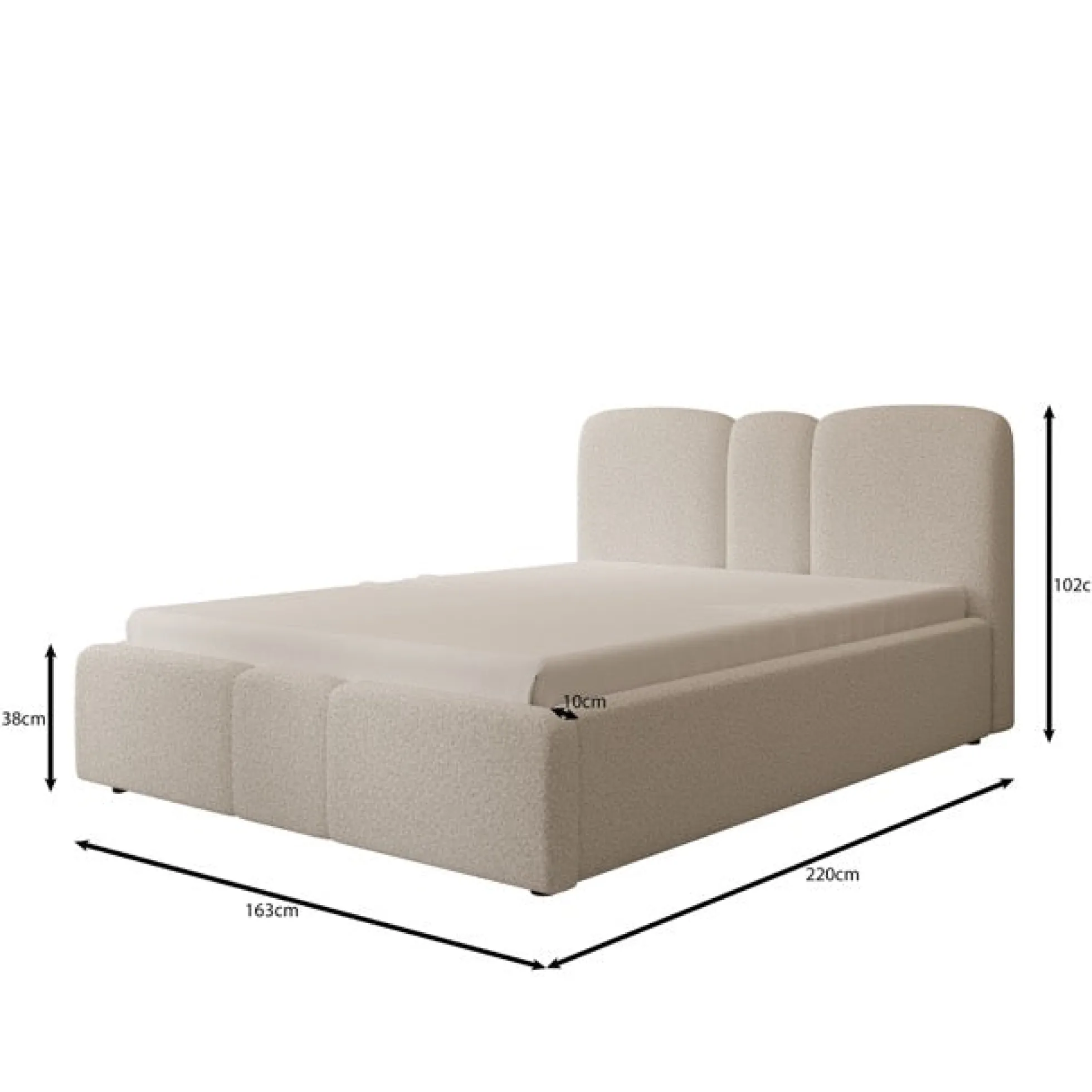 Northwell - Tweepersoonsbed met opbergruimte - Teddystof beige - 140x2