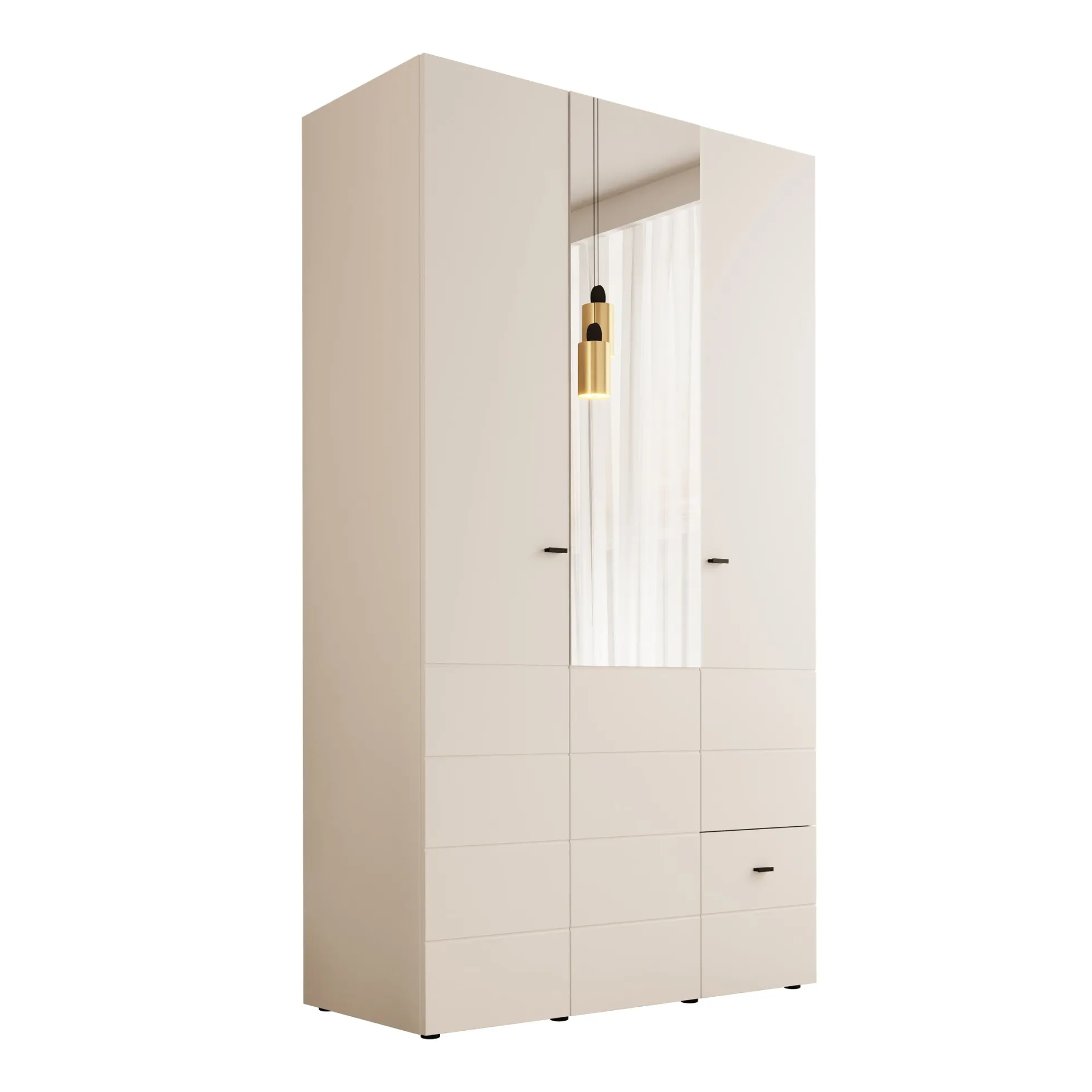 Nouran - Kledingkast 3-deurs - Wit - 117x52x208 cm