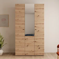 Nouran - Kledingkast 3-deurs - Eikenpatroon - 117x52x208 cm