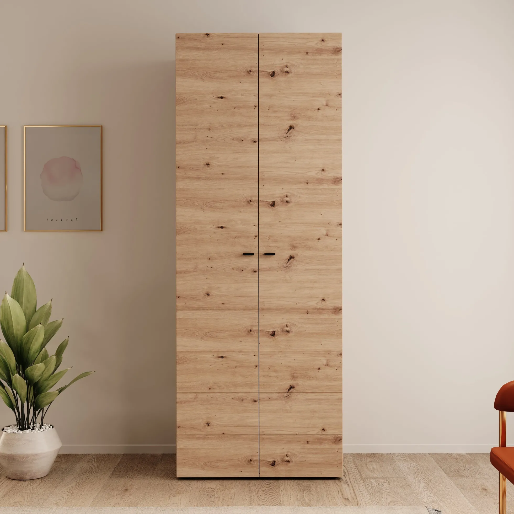 Nouran - Kledingkast 2-deurs - Eikenpatroon - 79x52x208 cm