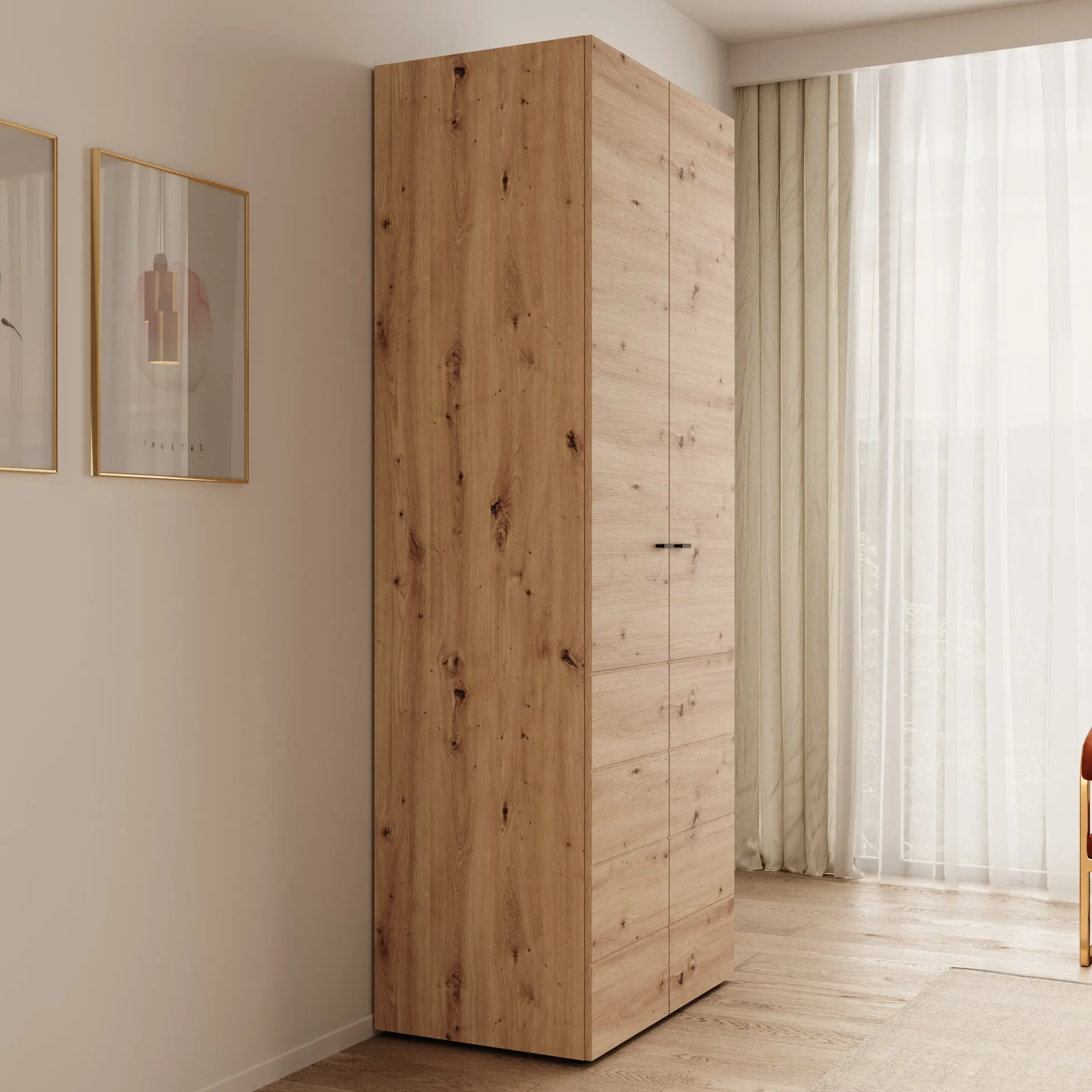 Nouran - Kledingkast 2-deurs - Eikenpatroon - 79x52x208 cm