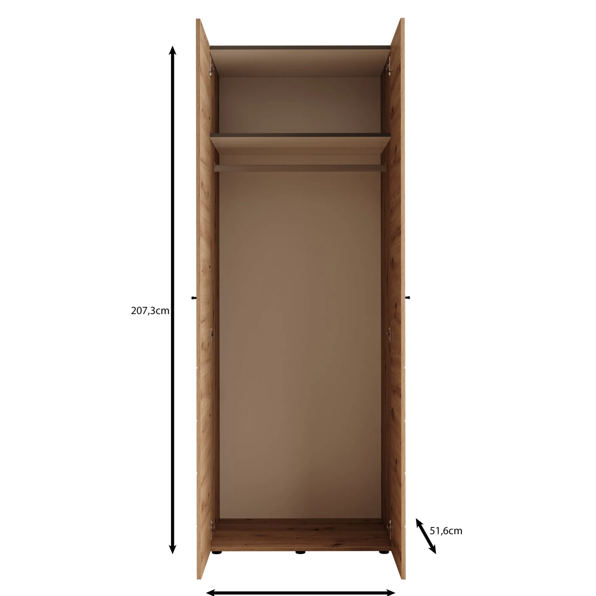 Nouran - Kledingkast 2-deurs - Wit - 79x52x208 cm