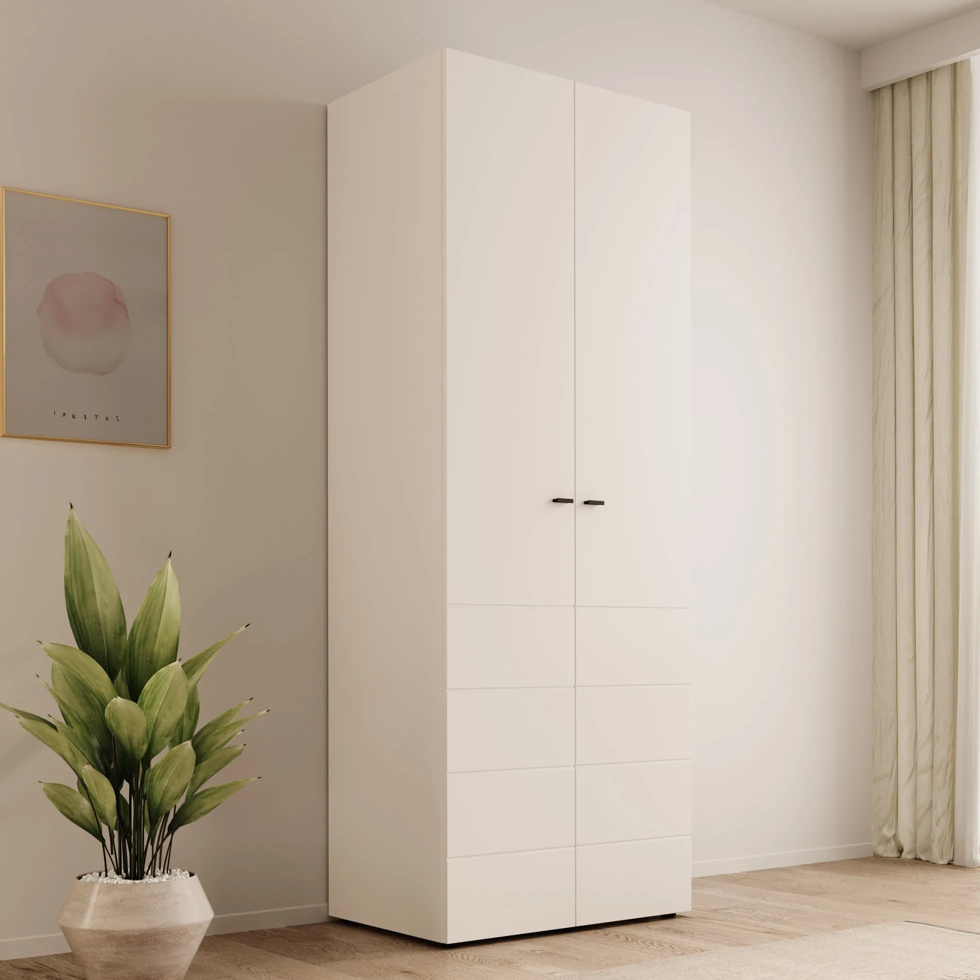 Nouran - Kledingkast 2-deurs - Wit - 79x52x208 cm