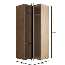 Nouran - Kledingkast hoek - Eikenpatroon - 95x90x208 cm