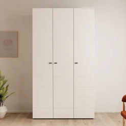 Nouran - Kledingkast met 3 deuren - Wit - 117x52x208 cm