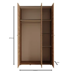 Nouran - Kledingkast met 3 deuren - Wit - 117x52x208 cm