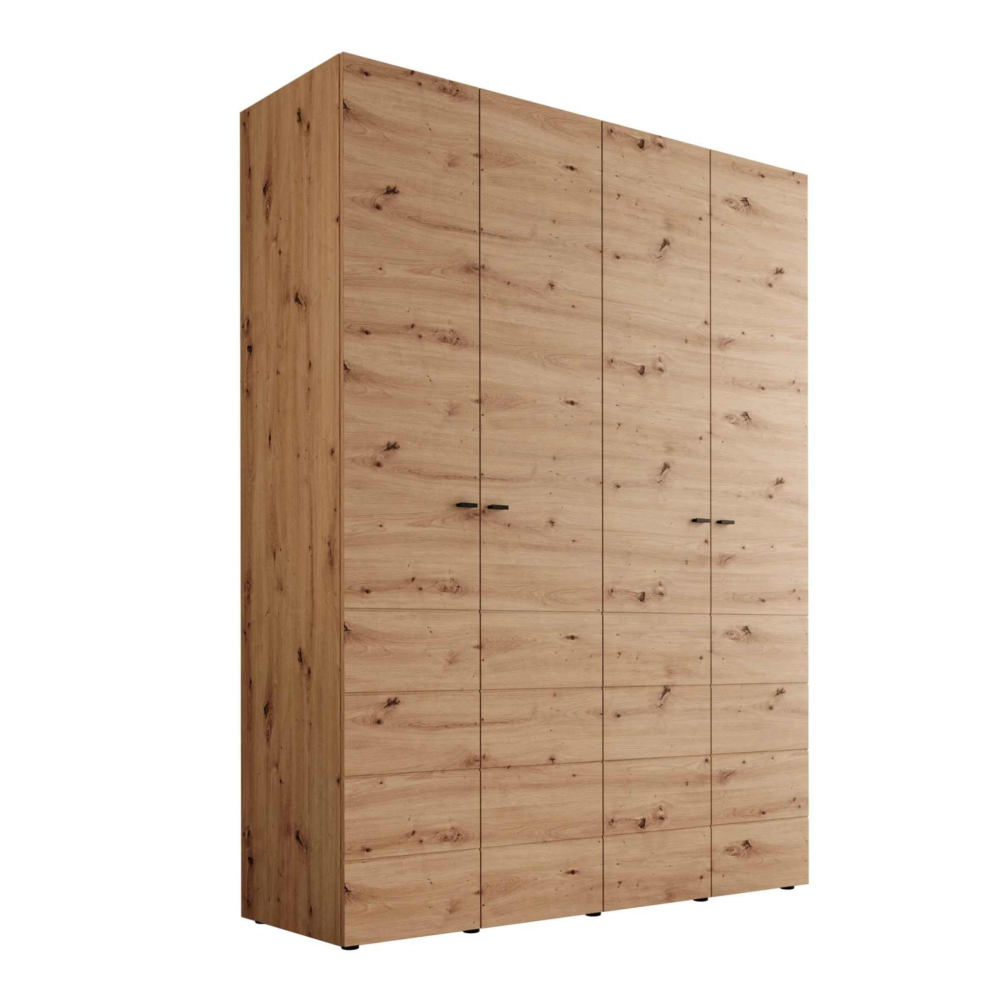Nouran - Kledingkast met 4 deuren - Eikenpatroon - 155x52x208 cm