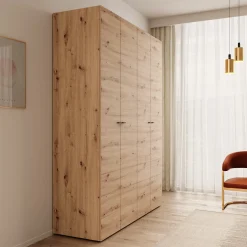 Nouran - Kledingkast met 4 deuren - Eikenpatroon - 155x52x208 cm