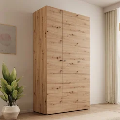 Nouran - Kledingkast met 3 deuren - Eikenpatroon - 117x52x208 cm
