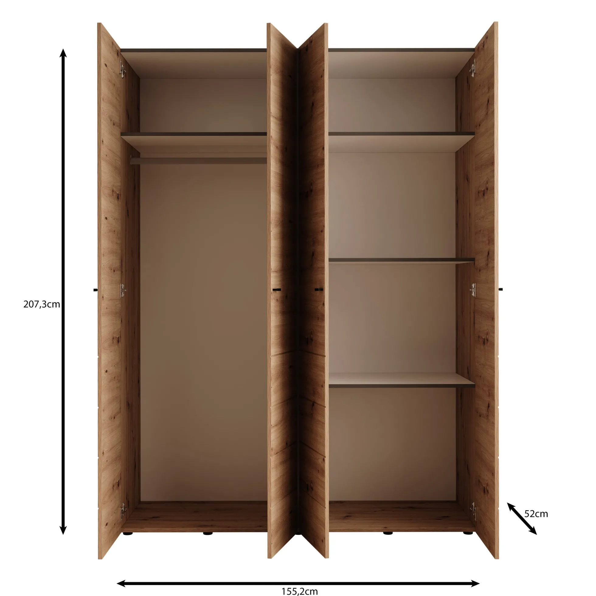 Nouran - Kledingkast met 4 deuren - Wit - 155x52x208 cm