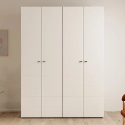 Nouran - Kledingkast met 4 deuren - Wit - 155x52x208 cm