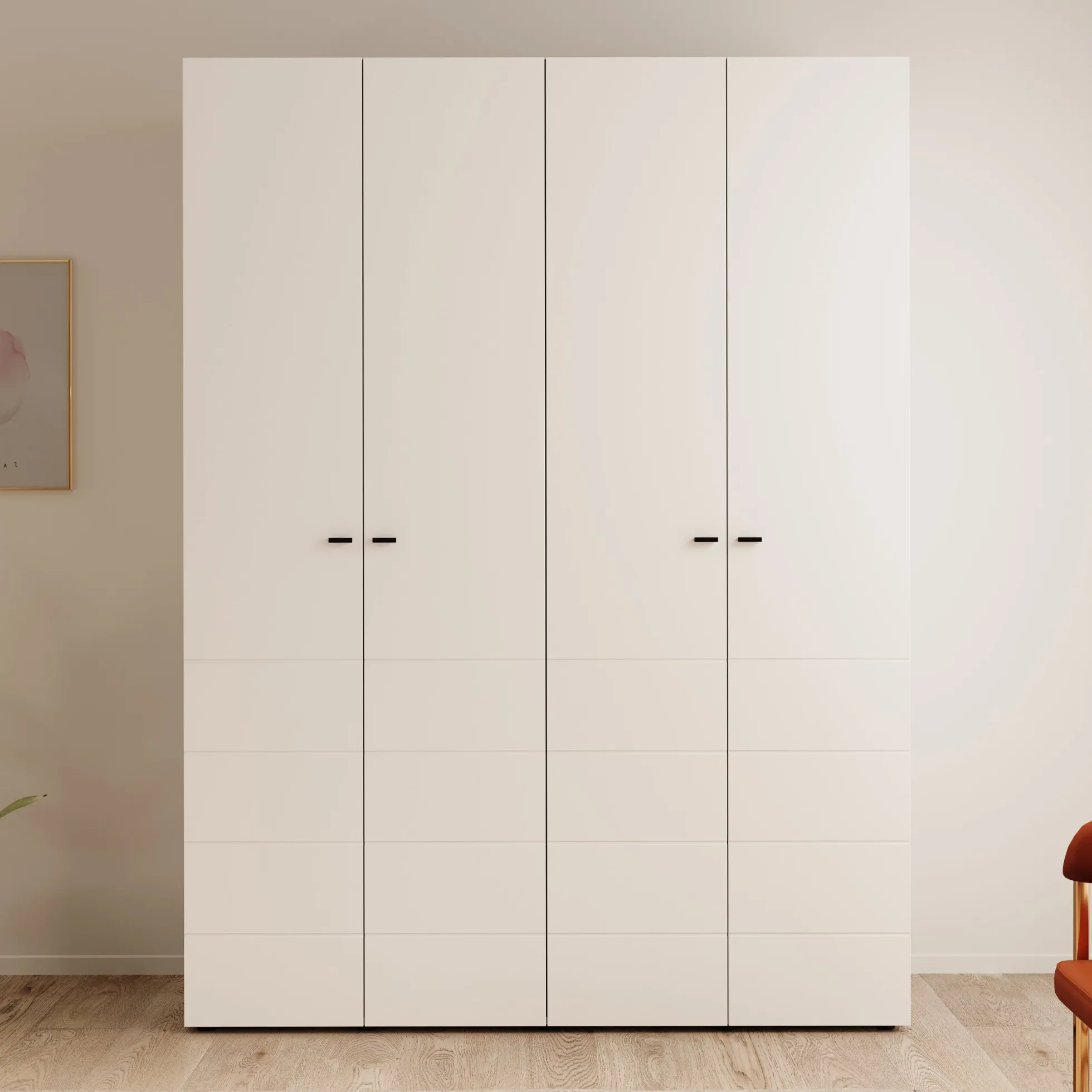 Nouran - Kledingkast met 4 deuren - Wit - 155x52x208 cm