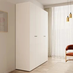 Nouran - Kledingkast met 4 deuren - Wit - 155x52x208 cm