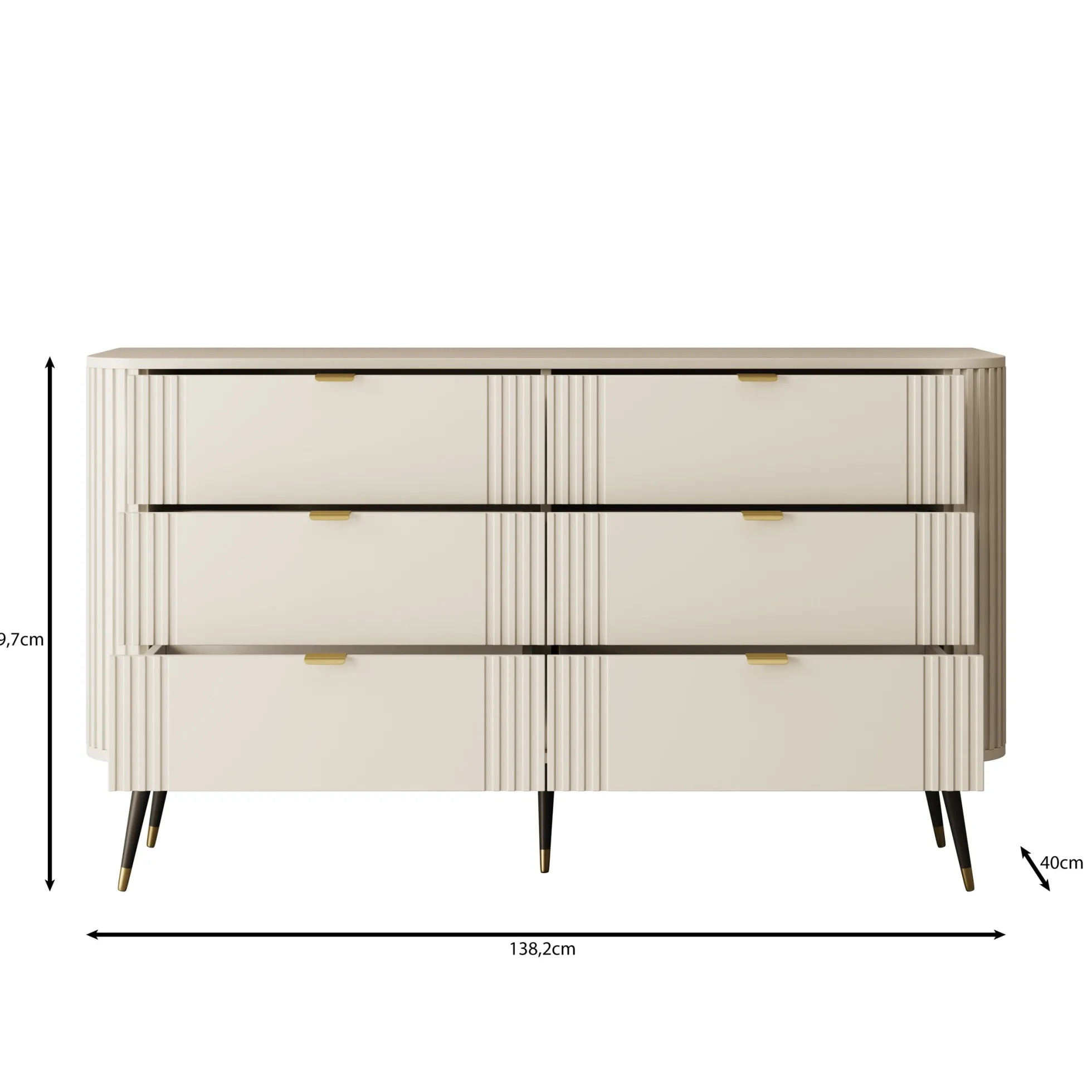 Oahu - Ladekast 6 lades - Beige - 138x40x80 cm