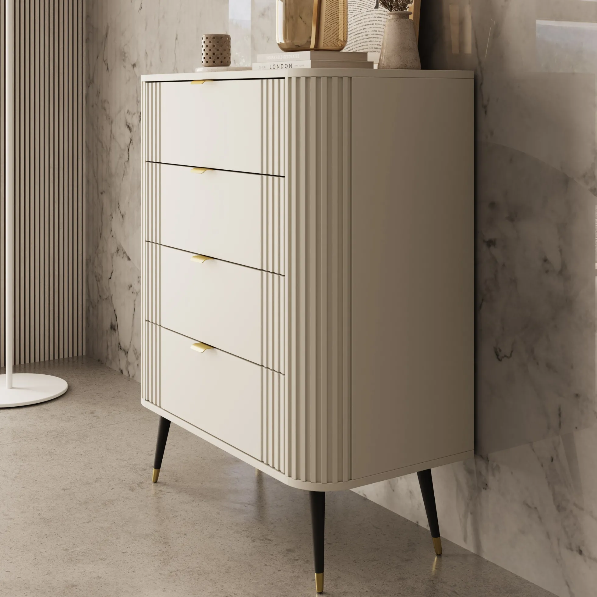 Oahu - Ladekast met 4 lades - Beige - 78x40x99 cm