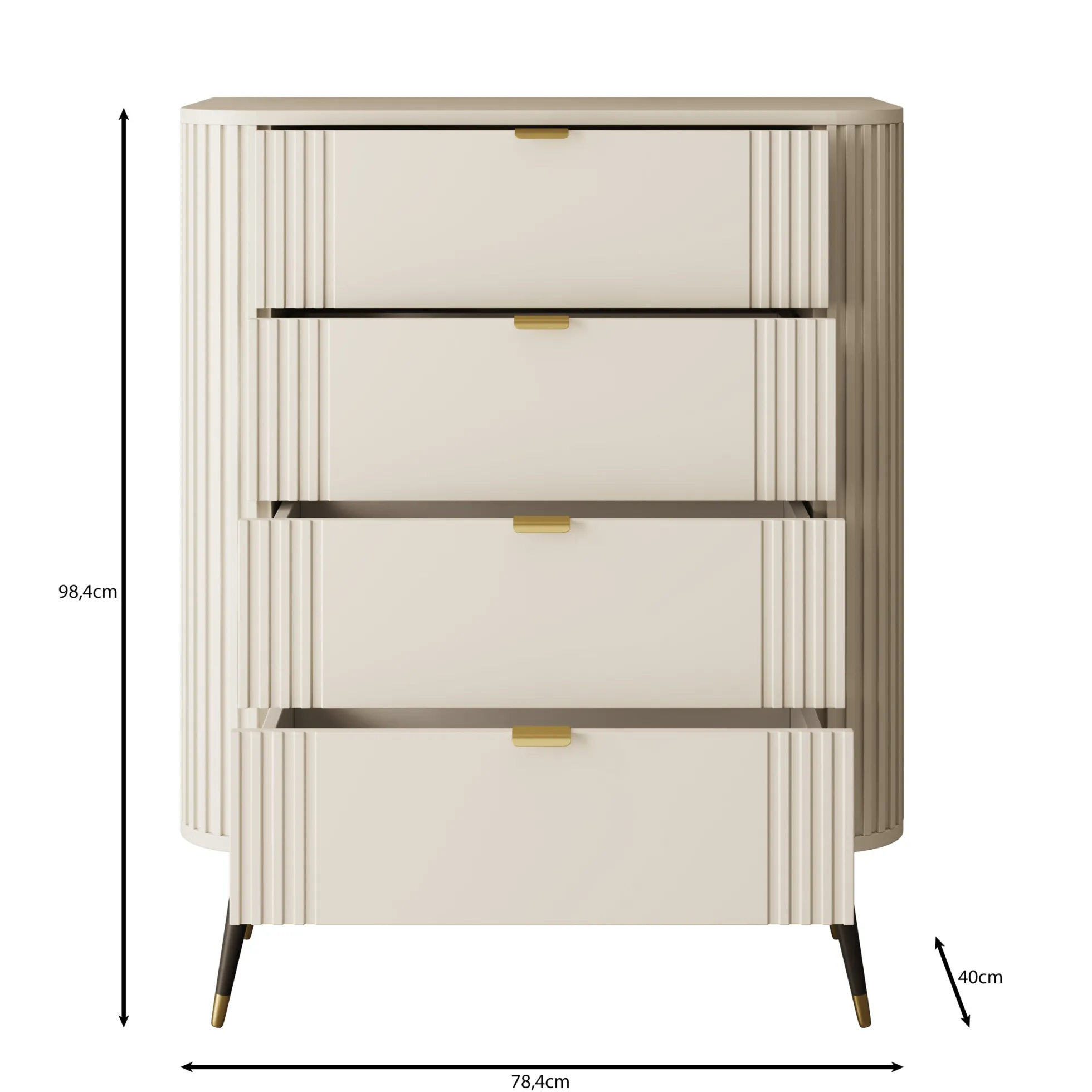 Oahu - Ladekast met 4 lades - Beige - 78x40x99 cm