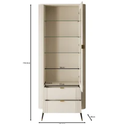 Oahu - Vitrinekast - Beige - 78x40x192 cm