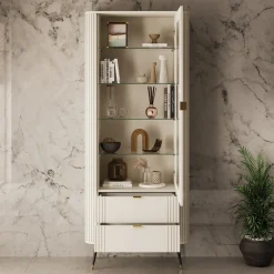 Oahu - Vitrinekast - Beige - 78x40x192 cm