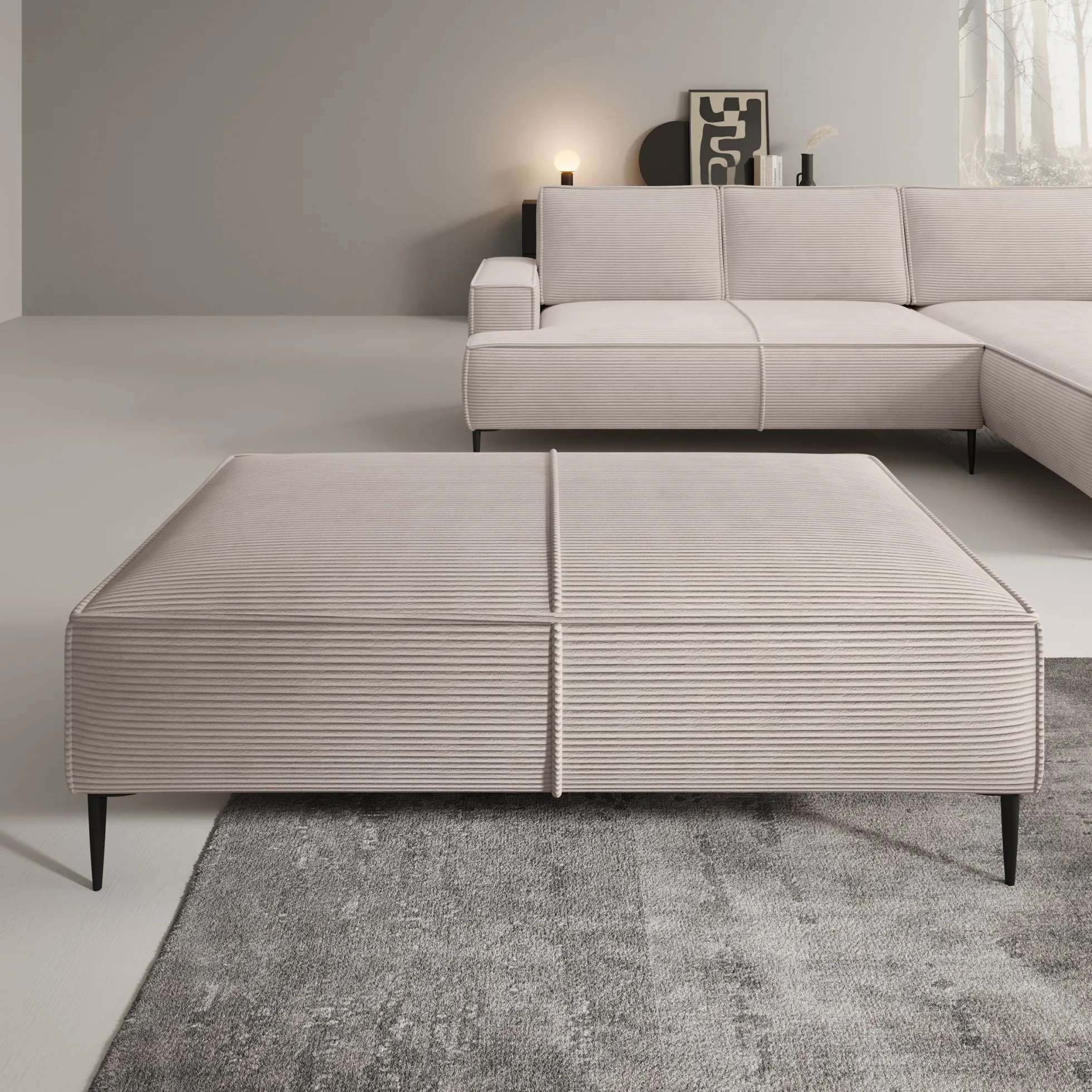 Odin - Poef - Ribstof beige