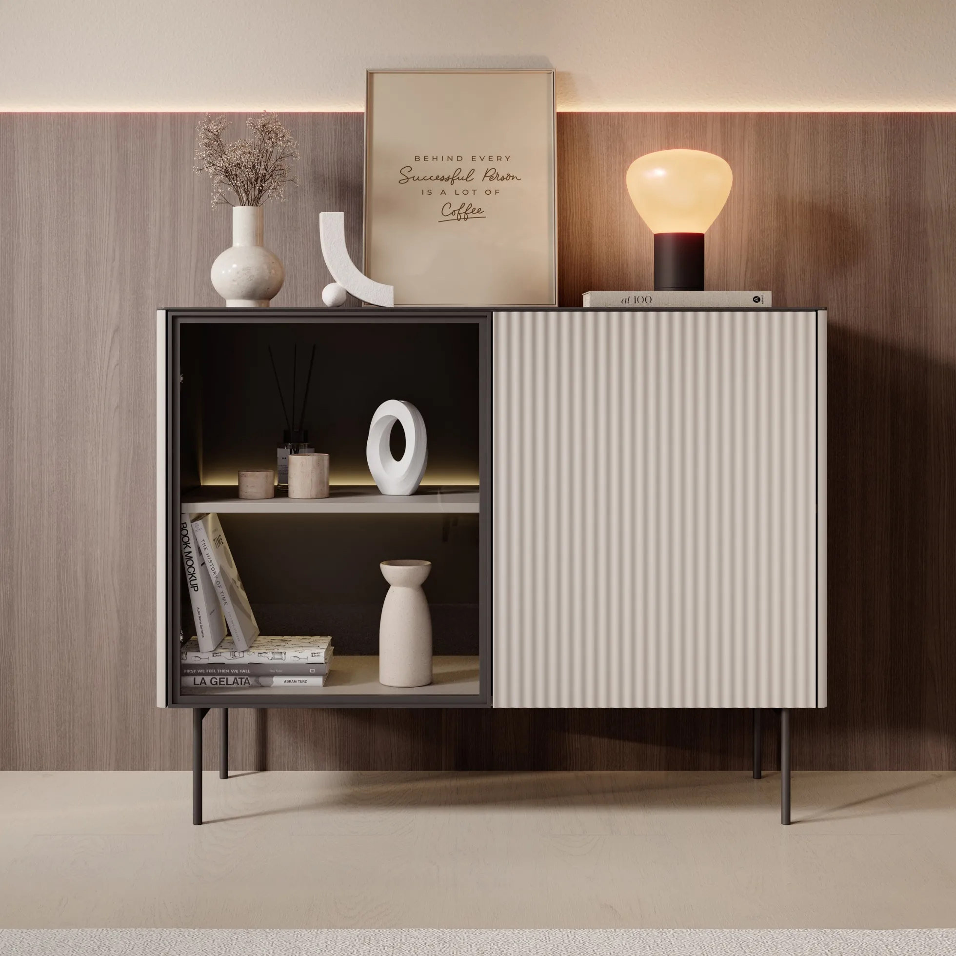 Okari - Dressoir - Beige - 107x39x84 cm