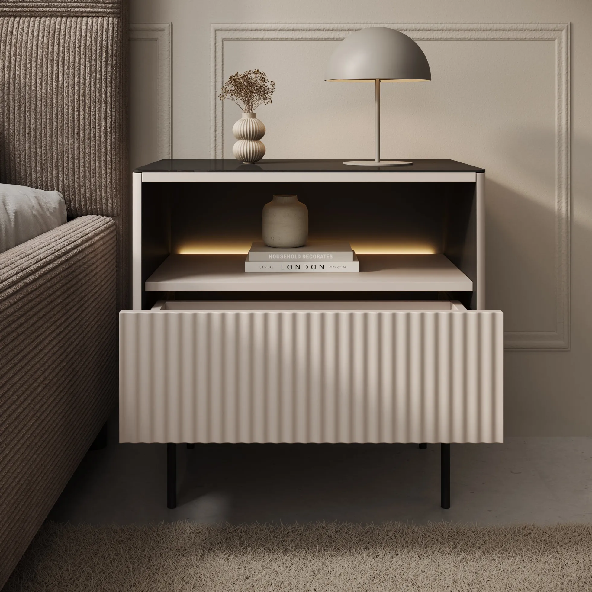Okari - Nachtkastje - Beige - 57x39x57 cm