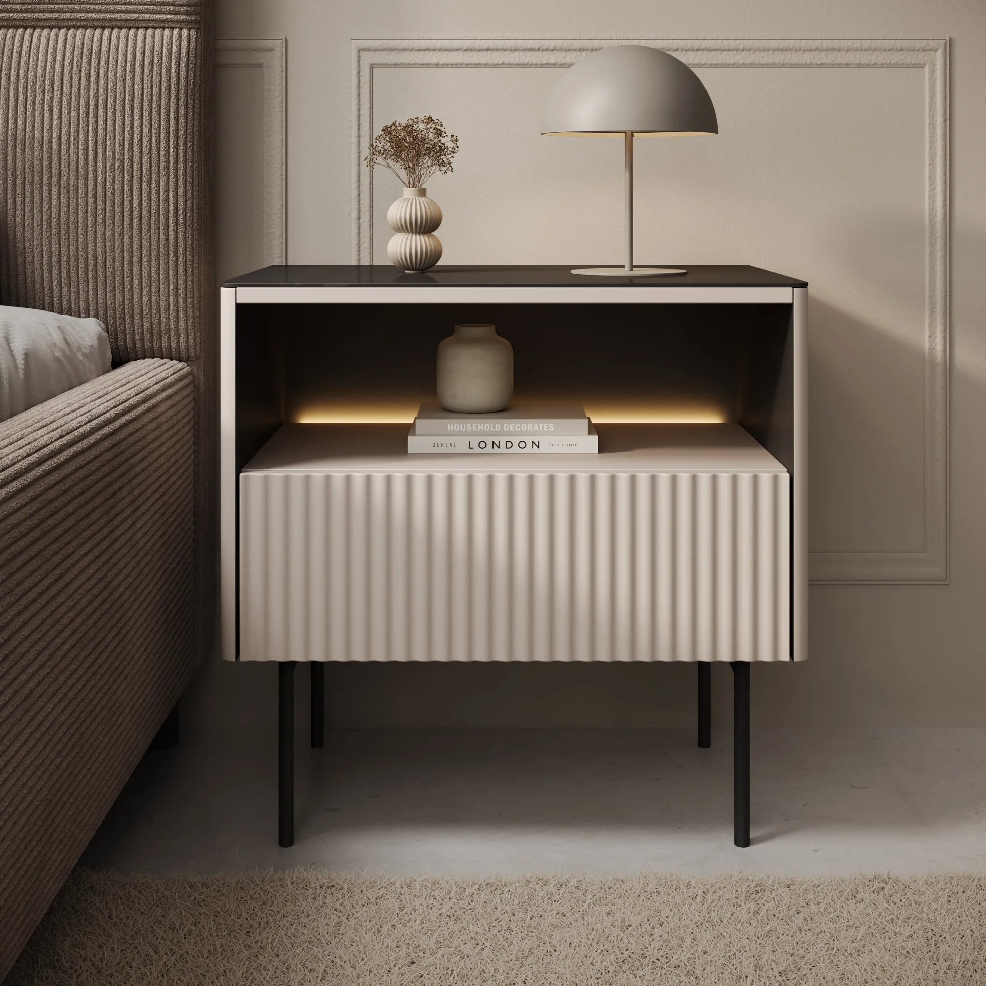 Okari - Nachtkastje - Beige - 57x39x57 cm