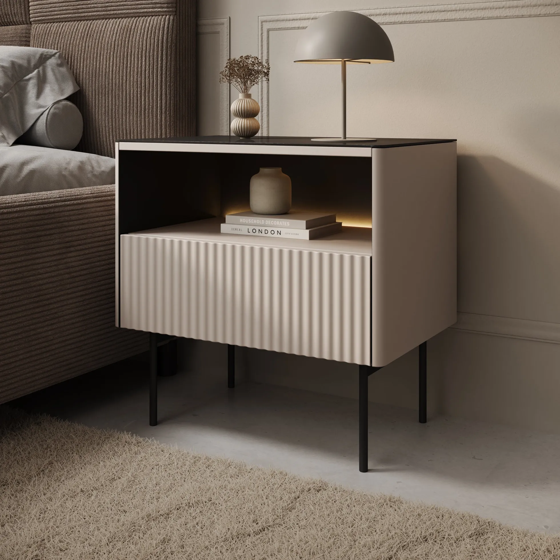 Okari - Nachtkastje - Beige - 57x39x57 cm