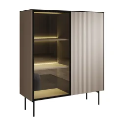 Okari - Vitrinekast - Beige - 107x39x127 cm