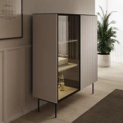 Okari - Vitrinekast - Beige - 107x39x127 cm