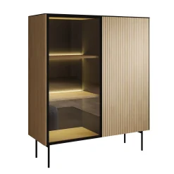 Okari - Vitrinekast - Eikenpatroon - 107x39x127 cm