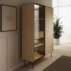 Okari - Vitrinekast - Eikenpatroon - 107x39x167 cm