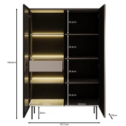 Okari - Vitrinekast - Eikenpatroon - 107x39x167 cm
