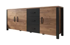 Olivia - Dressoir - Zwart/eiken - 192x43x79 cm