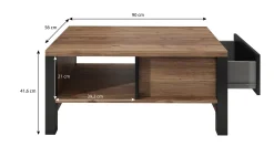 Olivia - Salontafel met lade - Zwart/eiken