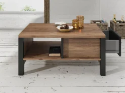 Olivia - Salontafel met lade - Zwart/eiken