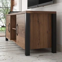 Olivia - TV-Meubel met 2 deuren - Eiken/zwart - 147 cm