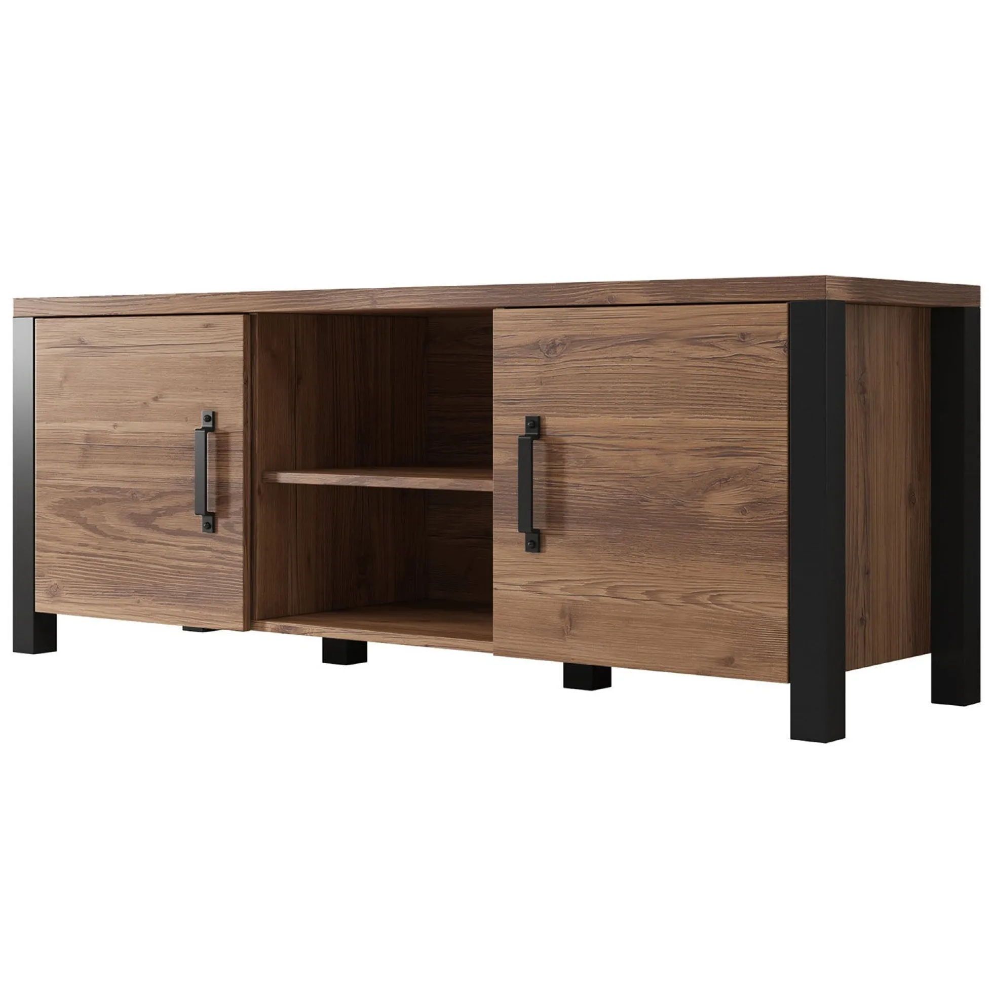 Olivia - TV-Meubel met 2 deuren - Eiken/zwart - 147 cm