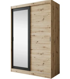 Olly - Kledingkast met schuifdeuren - Eiken - 139x61x205 cm