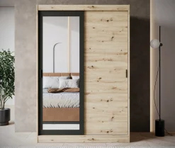 Olly - Kledingkast met schuifdeuren - Eiken - 139x61x205 cm