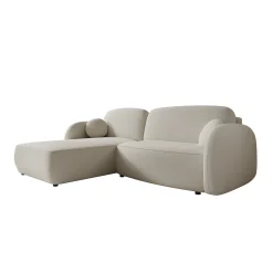 Ometa - Hoekbank 3-zits met slaapfunctie - Teddystof wit