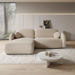 Ometa - Hoekbank 3-zits met slaapfunctie - Stof beige